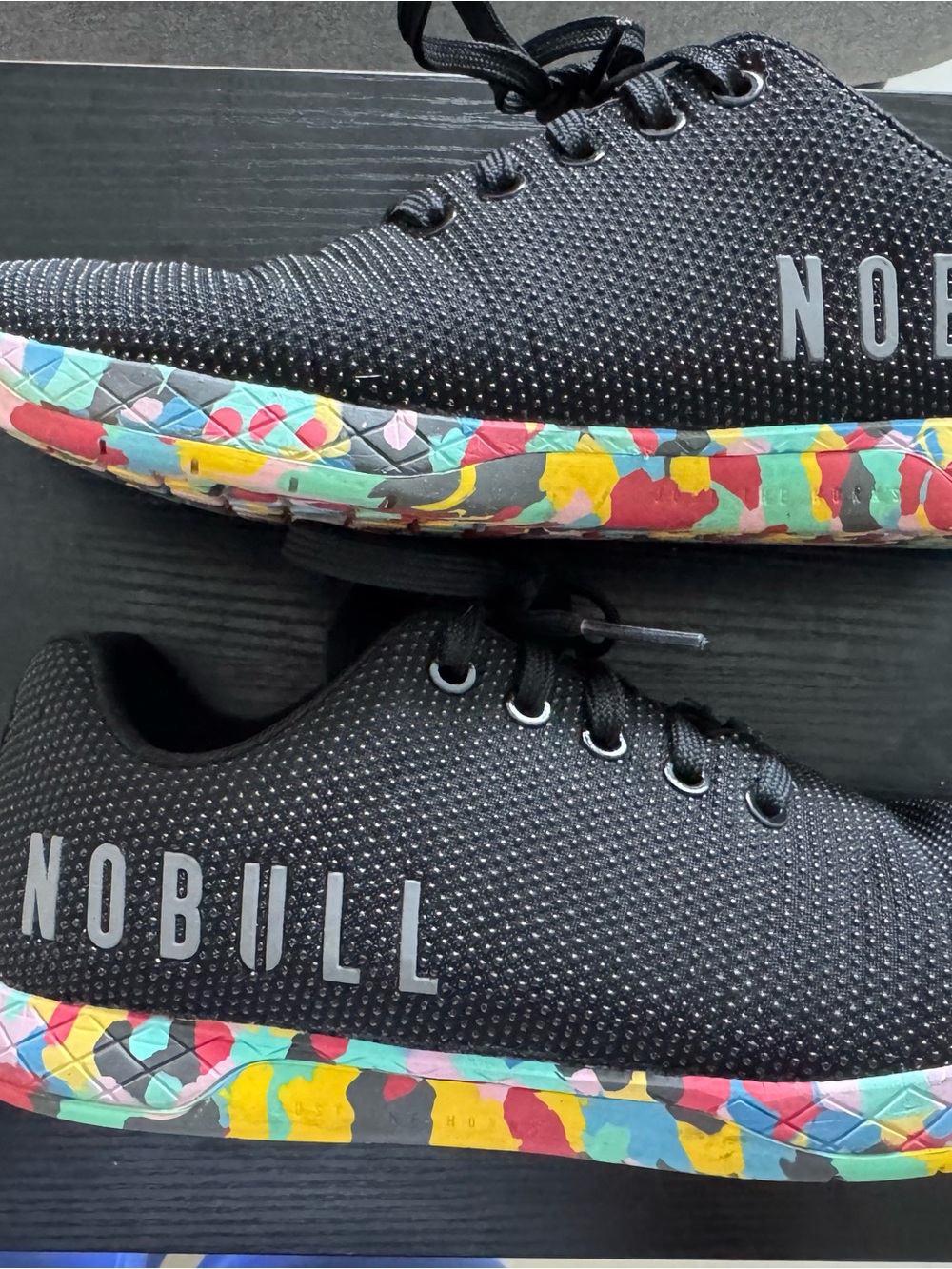 NOBULL Kids Black Shoes with Multicolor Confetti Sole